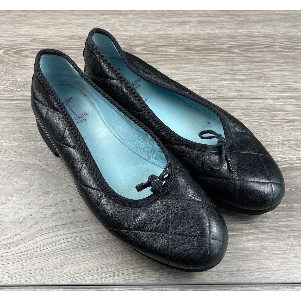 Thierry Rabotin Genoa Quilted Leather Ballet Flats Black Size 40 US 9.5